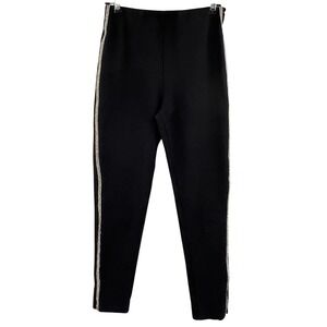 ZARA Black‎ Cigarette Pants Rhinestone Stripe Pull on Womens M Pinup Girl Tuxedo